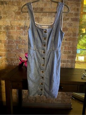 Urban Outfitters Light Blue Denim Button-Front Mini Dress